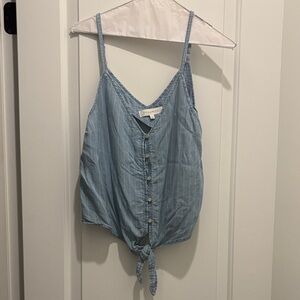 Dynamite blue and white striped shirt with front tie size small